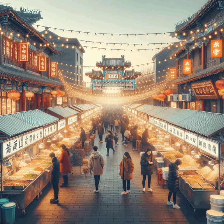 Calle de la comida Donghuamen en Beijing