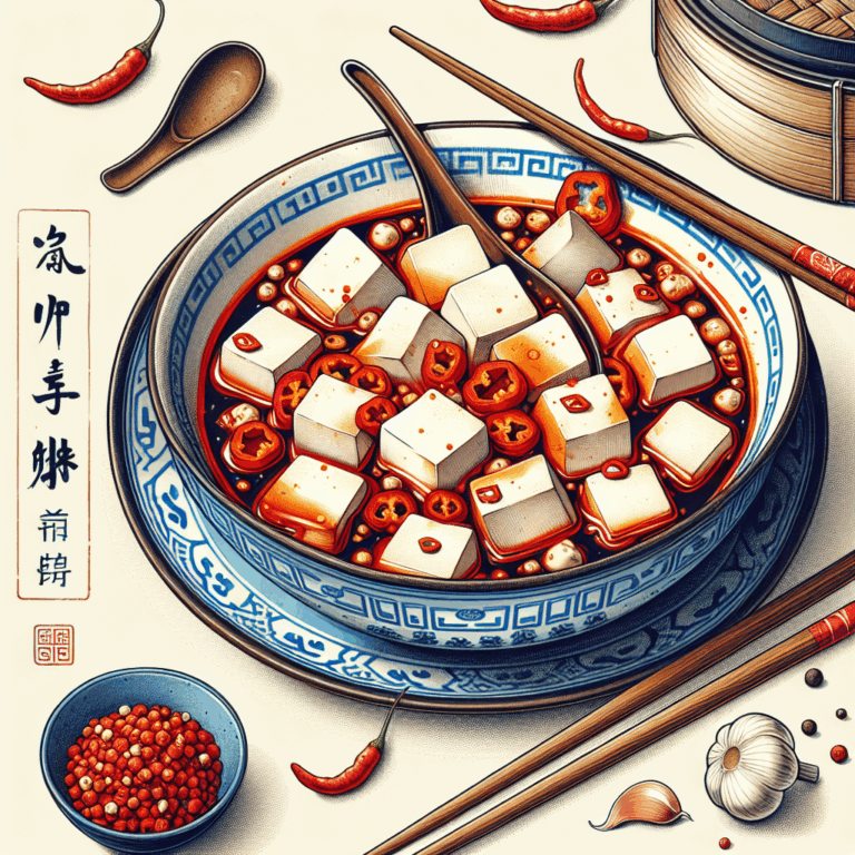Gastronomía China: Tofu en salsa de chile.